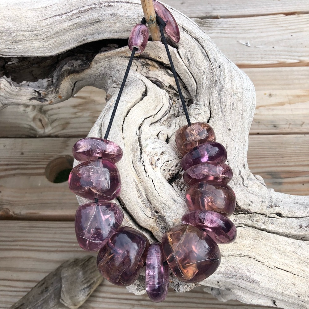 Believed Monies amethyst lucite necklace no markings you win.